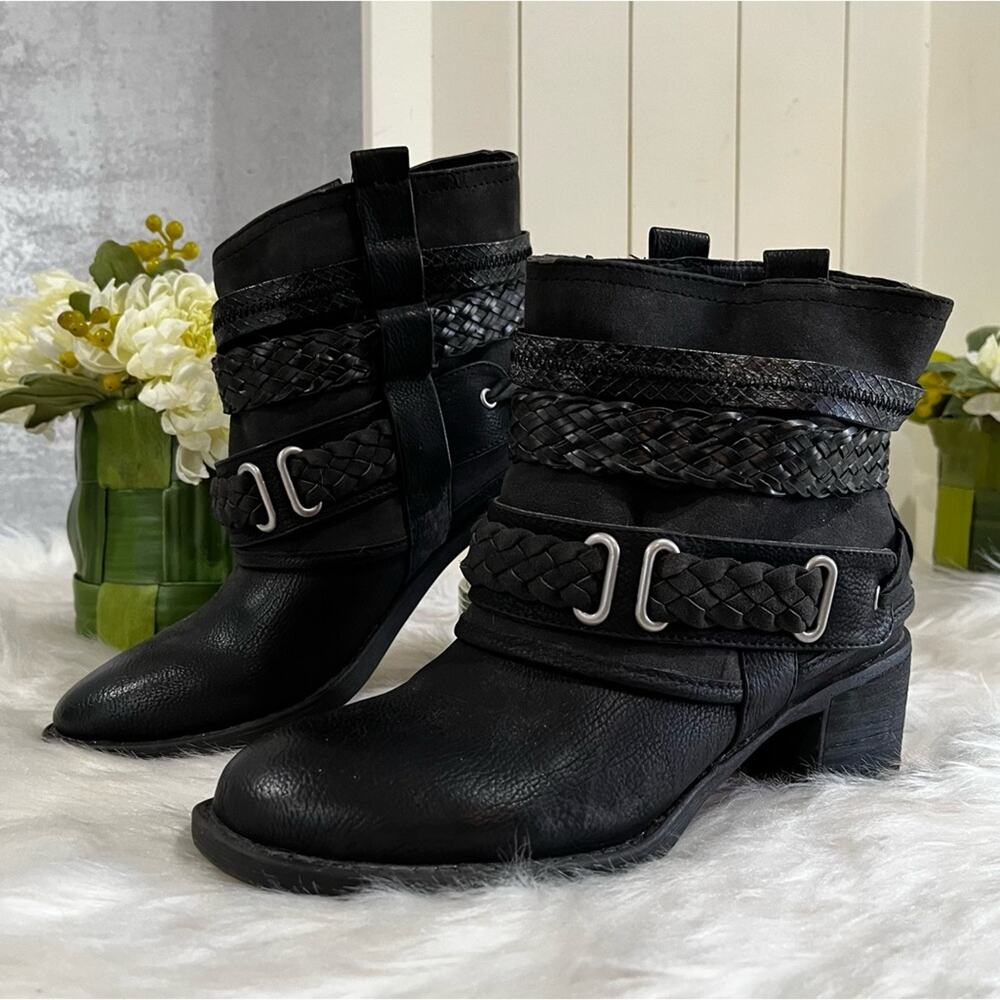 NEW Bull Boxer x Nordstrom Braided Boho Hippie Moto Wrapped Chunky Ankle Boots 6